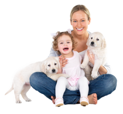 Mutter mit Kinde und Hunden - Perau Apotheke